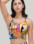 Botanical tropical rapport toucan bird plants patchwork tank tops