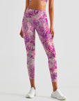 Flower magenta watercolor lilac leaves leggings