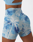 Botanical elegant white palm tree white shorts