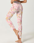 Botanical pink palm trees leggings