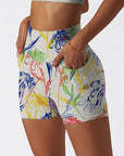 Flower abstract colorful paint chrysanthemum shorts