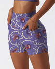 Colorful doodle hand drawn flower shorts