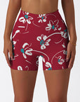 Flower painted line flowers red shorts