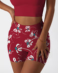 Flower painted line flowers red shorts