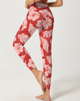 Flower hand painted hibiscus leaves leggings