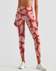 Flower hand painted hibiscus leaves leggings