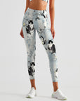 Animal ink painting cat plum blossom leggings