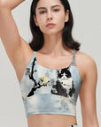 Animal ink painting cat plum blossom tank tops