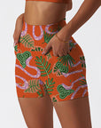 Animal snake turtle leaves shorts