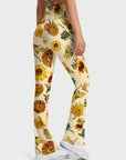 Flower painted sunflower flare leggings