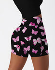 Animal pink paint butterfly dark shorts