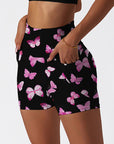 Animal pink paint butterfly dark shorts