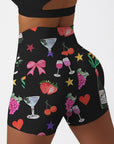 Cartoon hand drawn wine glass heart shape shorts