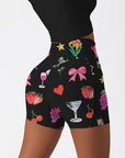 Cartoon hand drawn wine glass heart shape shorts