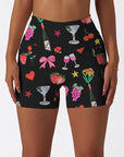 Cartoon hand drawn wine glass heart shape shorts