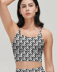 Black and white abstract emblem printed tank tops