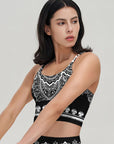 Black and white mandala lace pattern tank tops