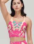 Flower pink peony lace tank tops