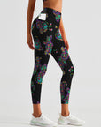 Animal colorful kitty day of the dead leggings