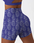 Fruit hand drawn sketches pineapple purple shorts