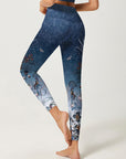 Botanical night sky flowers birds leggings