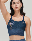 Botanical night sky flowers birds tank tops