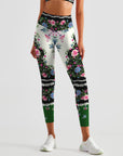 Flower ethnic peony lace leggings