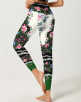 Flower ethnic peony lace leggings