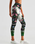 Flower ethnic peony lace leggings