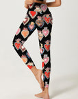 Multicolor love gemstones black leggings