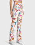 Flower watercolor colorful tropical orchid flare leggings