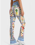 Animal tropical parrot pineapple patchwork flare leggings