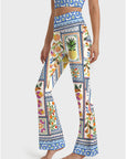 Animal tropical parrot pineapple patchwork flare leggings