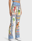 Animal tropical parrot pineapple patchwork flare leggings