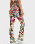 Flower exotic tropical lace flare leggings