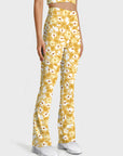 Flower yellow ditsy flower flare leggings