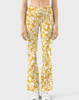 Flower yellow ditsy flower flare leggings