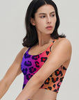 Animal leopard contrast gradient print tank tops