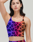 Animal leopard contrast gradient print tank tops