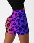 Animal leopard contrast gradient print shorts