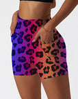 Animal leopard contrast gradient print shorts