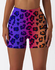 Animal leopard contrast gradient print shorts