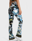 Ethnic print animal high waist design flare leggings