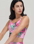 Cartoon crazy dinosaur pink tank tops