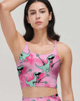 Cartoon crazy dinosaur pink tank tops