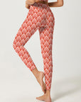 Art coral and pink fabric seamless leggings