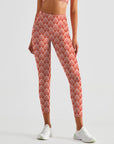 Art coral and pink fabric seamless leggings