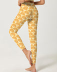 Yellow exquisite scalloped seamless leggings