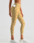 Yellow exquisite scalloped seamless leggings