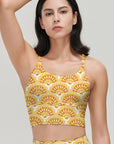 Yellow exquisite scalloped seamless tank tops